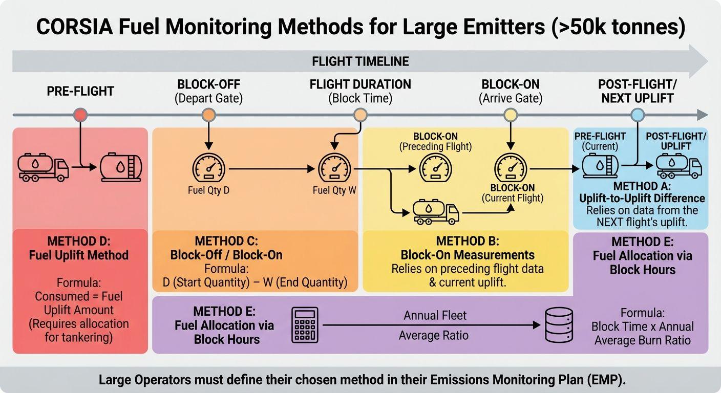 Precision Reporting: Mastering CORSIA Fuel Monitoring Methods for Large Airline Operators